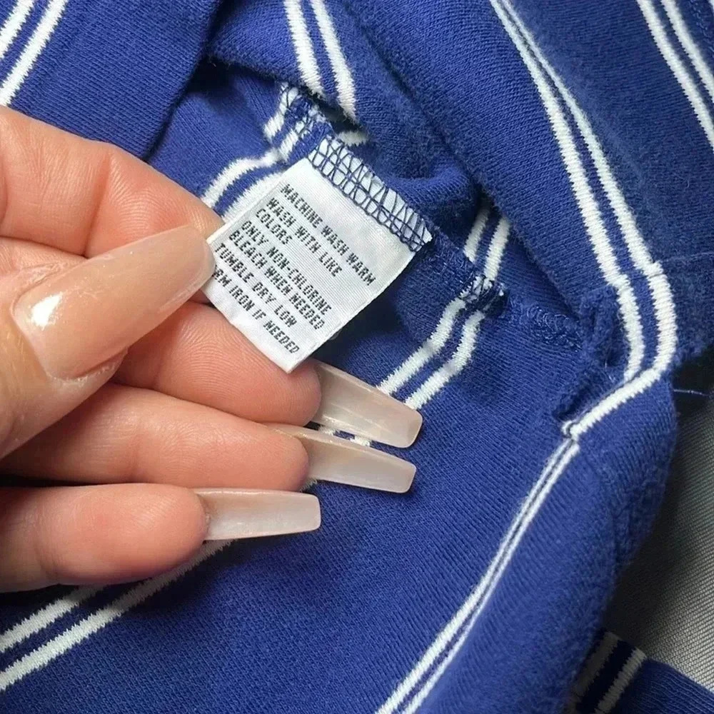 Polo Ralph Lauren Polo Shirt Mens XL Blue White Striped Short Sleeve Logo Vtg